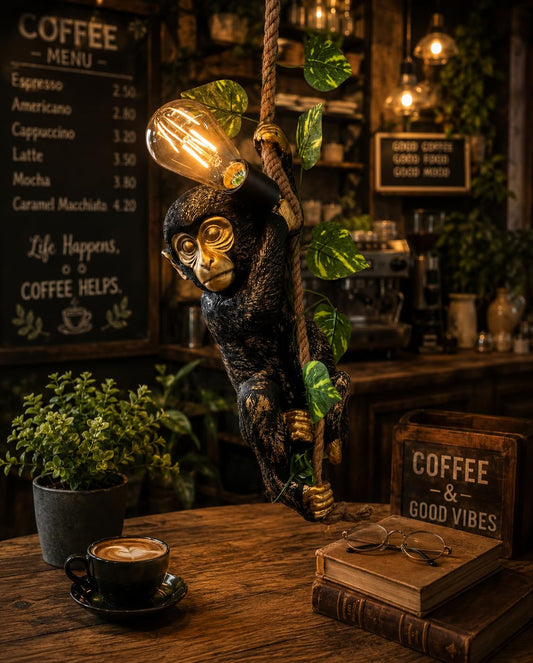 Premium Gold/Brown Monkey Pendant Hanging Light (with Bulb) Hanging for Home, Kitchen & Dining, Bedroom,Coffee, Shop, Restaurants to Home Decor (Pack of 1)
