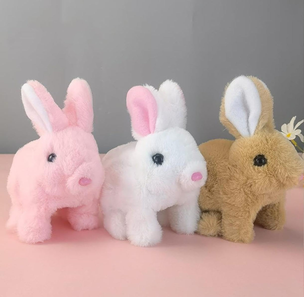 Premium Quality Active Toy with Sounds and Movements Animated Walking Wiggle Hopping Bunny Toy with Sound Effects, Moving Ears and Nose, White Plush Rabbit for Kids Gift for Toddlers Birthday