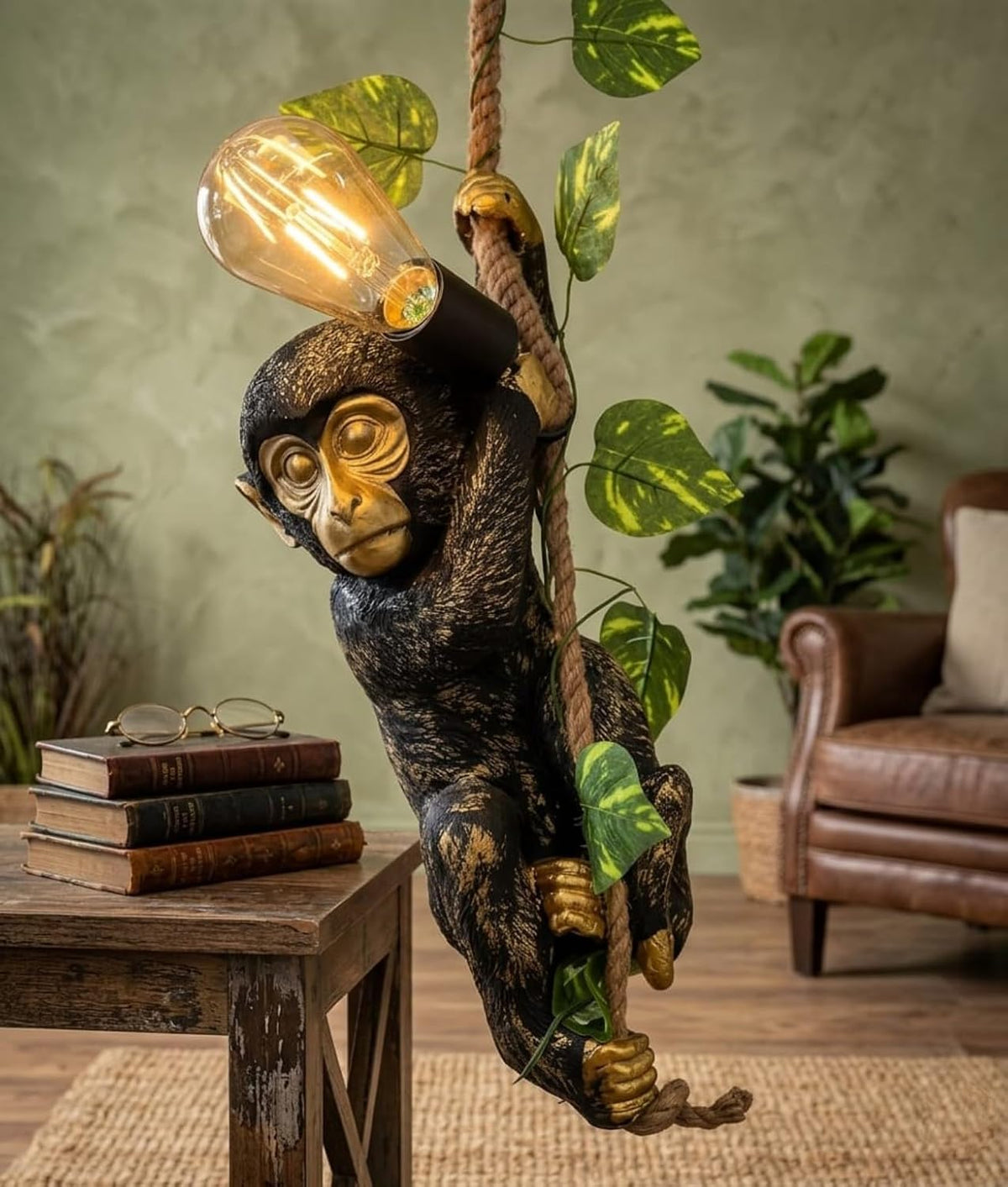 Premium Gold/Brown Monkey Pendant Hanging Light (with Bulb) Hanging for Home, Kitchen & Dining, Bedroom,Coffee, Shop, Restaurants to Home Decor (Pack of 1)