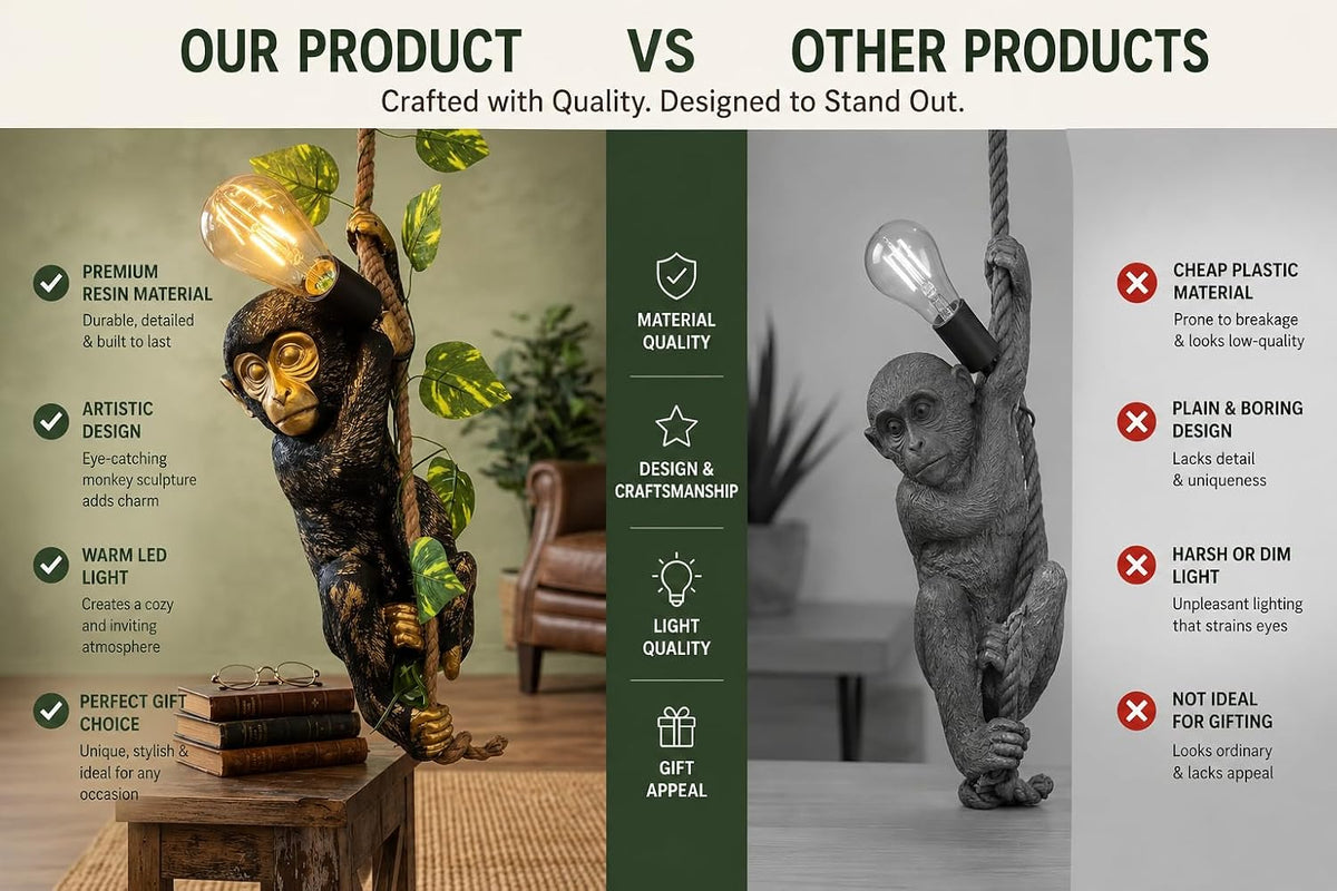 Premium Gold/Brown Monkey Pendant Hanging Light (with Bulb) Hanging for Home, Kitchen & Dining, Bedroom,Coffee, Shop, Restaurants to Home Decor (Pack of 1)
